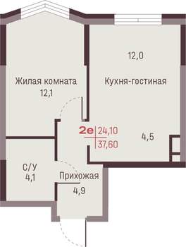 2-к квартира, вторичка, 38м2, 3/20 этаж