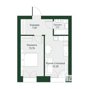 1-к квартира, вторичка, 37м2, 2/4 этаж