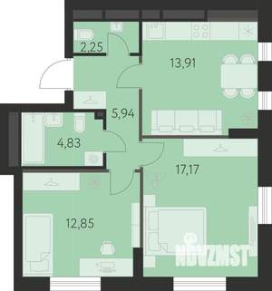 2-к квартира, вторичка, 57м2, 3/31 этаж