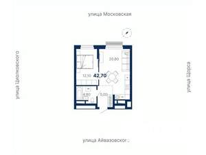 1-к квартира, вторичка, 43м2, 19/30 этаж