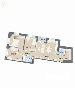 3-к квартира, вторичка, 86м2, 3/9 этаж