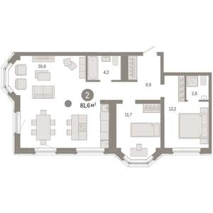 2-к квартира, вторичка, 82м2, 14/24 этаж