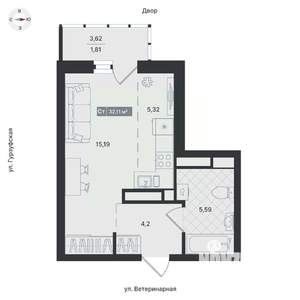Студия квартира, вторичка, 33м2, 4/24 этаж