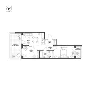 2-к квартира, строящийся дом, 64м2, 3/25 этаж