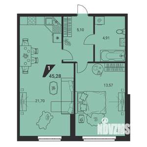 1-к квартира, вторичка, 45м2, 1/25 этаж