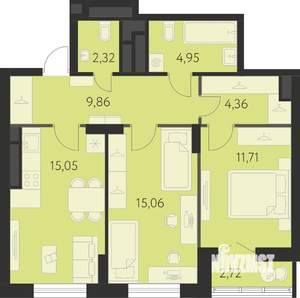2-к квартира, вторичка, 64м2, 25/31 этаж