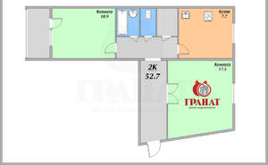 2-к квартира, вторичка, 53м2, 4/9 этаж
