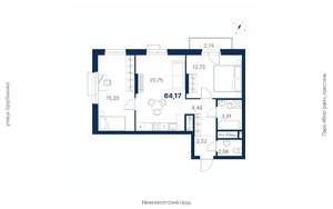 2-к квартира, вторичка, 64м2, 2/26 этаж