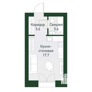 Студия квартира, вторичка, 25м2, 4/4 этаж