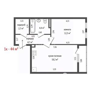 1-к квартира, вторичка, 44м2, 6/32 этаж