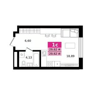 Студия квартира, строящийся дом, 30м2, 21/27 этаж