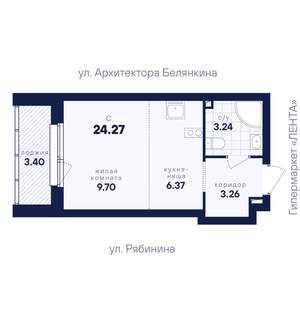Студия квартира, вторичка, 24м2, 3/26 этаж