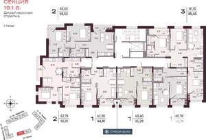 2-к квартира, вторичка, 66м2, 8/25 этаж