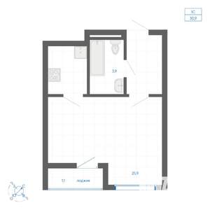 Студия квартира, вторичка, 31м2, 4/15 этаж