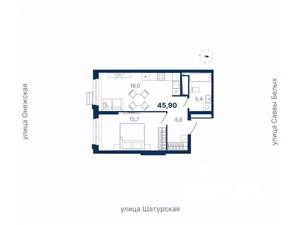 1-к квартира, вторичка, 46м2, 16/20 этаж