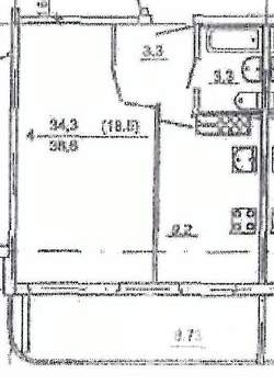 1-к квартира, вторичка, 34м2, 3/10 этаж