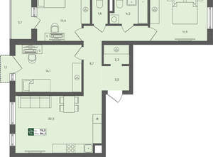 3-к квартира, вторичка, 84м2, 4/4 этаж