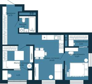 2-к квартира, вторичка, 61м2, 12/25 этаж