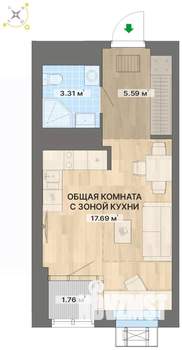 1-к квартира, вторичка, 28м2, 23/26 этаж