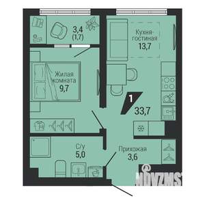 1-к квартира, вторичка, 34м2, 2/31 этаж