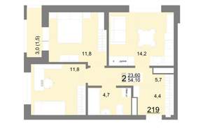 2-к квартира, вторичка, 54м2, 26/26 этаж