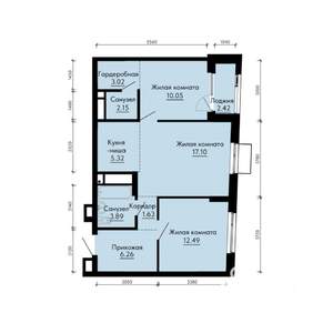 3-к квартира, вторичка, 63м2, 21/31 этаж