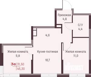 3-к квартира, вторичка, 45м2, 13/20 этаж