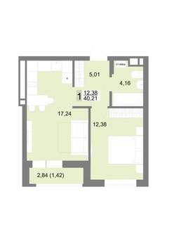 1-к квартира, строящийся дом, 40м2, 5/22 этаж