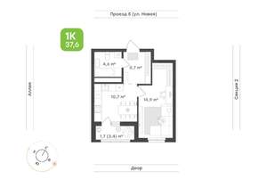 1-к квартира, вторичка, 38м2, 3/17 этаж