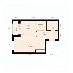 1-к квартира, строящийся дом, 44м2, 16/30 этаж