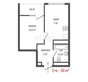 1-к квартира, вторичка, 31м2, 6/27 этаж