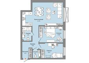 2-к квартира, сданный дом, 78м2, 1/8 этаж