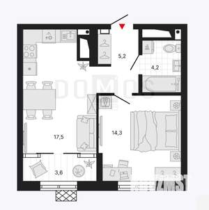 1-к квартира, вторичка, 42м2, 11/25 этаж