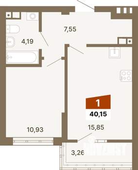 1-к квартира, строящийся дом, 40м2, 3/23 этаж