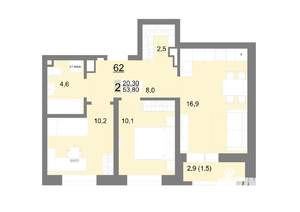 2-к квартира, вторичка, 54м2, 8/26 этаж