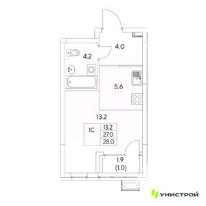 1-к квартира, вторичка, 28м2, 10/31 этаж