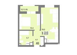 1-к квартира, вторичка, 40м2, 6/26 этаж