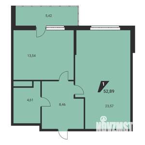 1-к квартира, вторичка, 53м2, 8/25 этаж