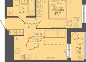 1-к квартира, вторичка, 39м2, 9/16 этаж