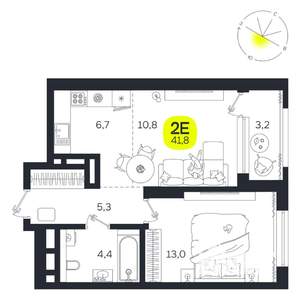 2-к квартира, вторичка, 42м2, 18/27 этаж
