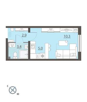Студия квартира, вторичка, 22м2, 2/8 этаж