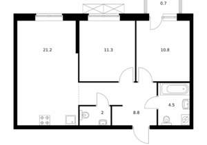 2-к квартира, вторичка, 59м2, 13/24 этаж