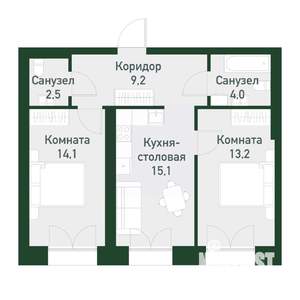 2-к квартира, вторичка, 58м2, 4/4 этаж