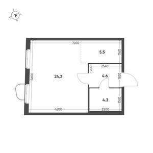 Студия квартира, вторичка, 39м2, 12/16 этаж