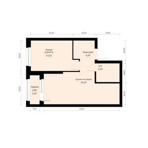 1-к квартира, строящийся дом, 46м2, 2/30 этаж