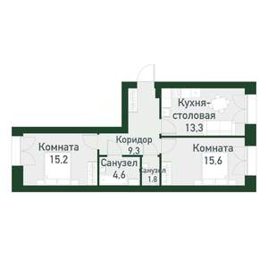 2-к квартира, вторичка, 64м2, 4/4 этаж