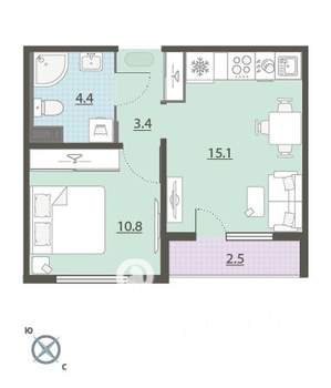 1-к квартира, вторичка, 35м2, 10/24 этаж