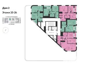 2-к квартира, вторичка, 69м2, 20/26 этаж