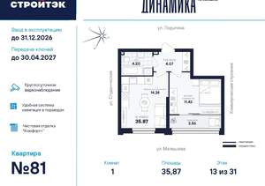 1-к квартира, вторичка, 36м2, 13/31 этаж