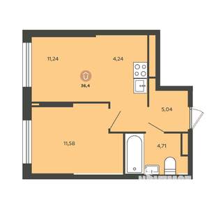 2-к квартира, вторичка, 36м2, 26/32 этаж